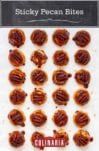 24 sticky pecan bites arranged in rows.