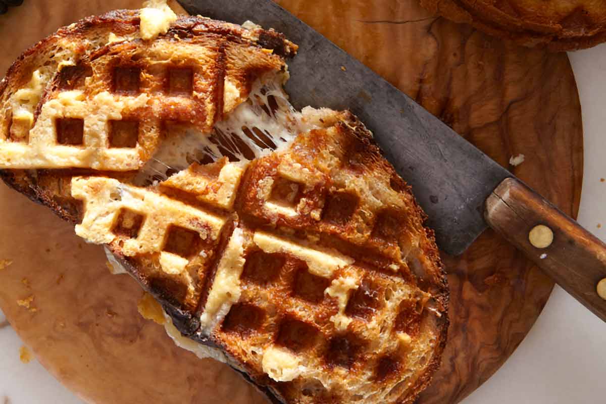 Waffled Grilled Cheese Sandwich Recipe In Waffle Maker or Iron - Fifteen  Spatulas