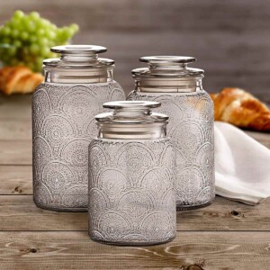 3 Piece Kitchen Canister Set on Countertop