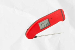 A red Thermapen digital thermometer as an option for 'what's the best digital thermometer?'