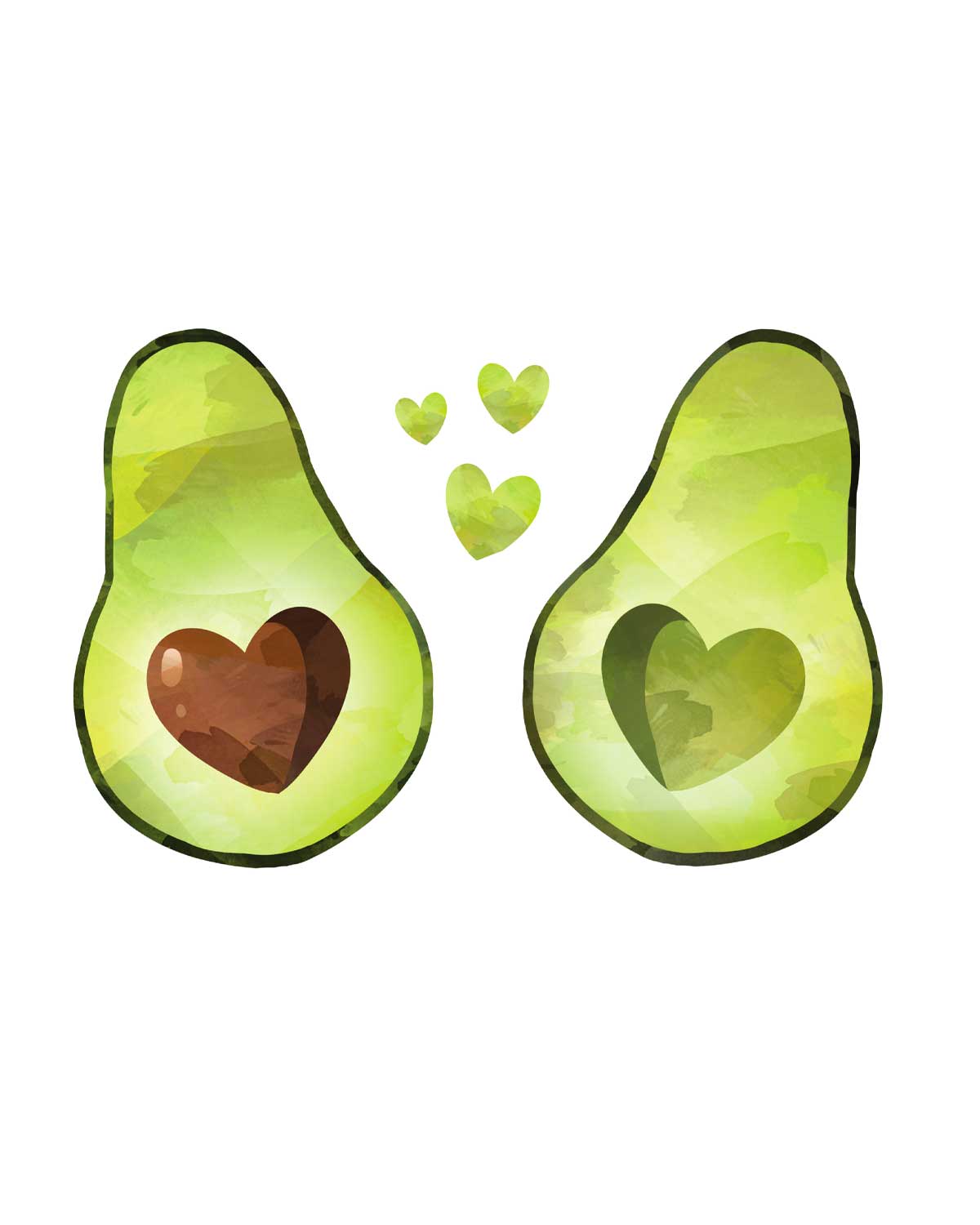 An illustration of a halved avocado with the pit in a heart shape for the writing 'I Tried Blanching Avocados. Here's What Happened.'