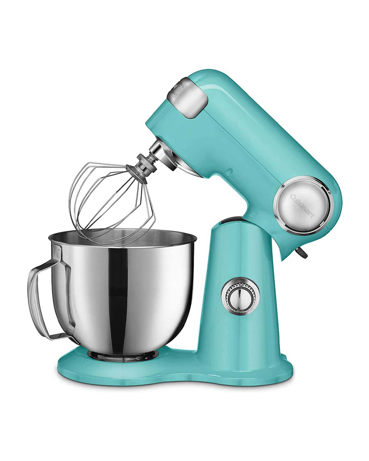 A teal Cuisinart mixer in answer to the question, 'is KitchenAid the holy grail of mixers?'