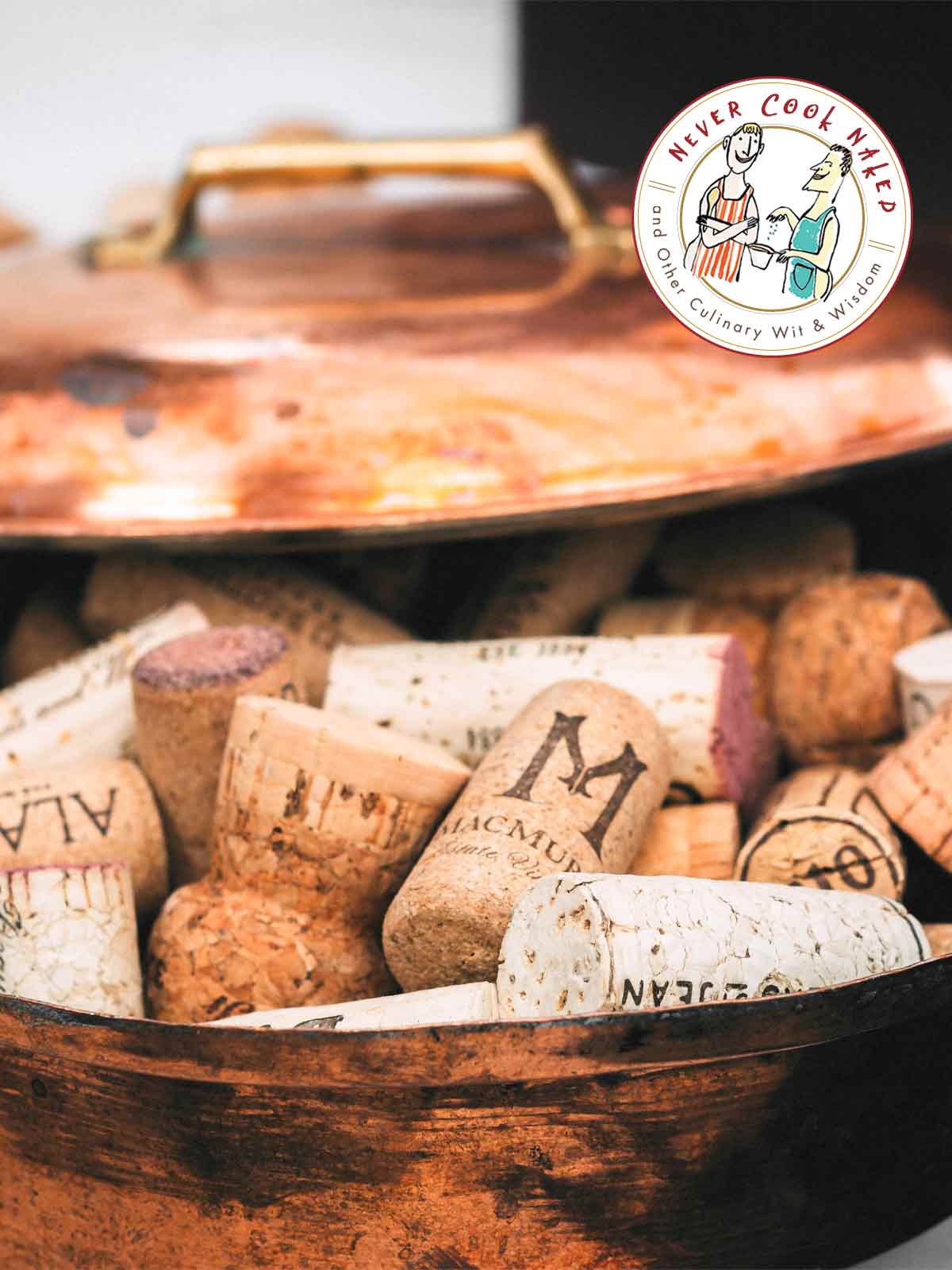A pot filled with wine corks as illustration of 'What's the Difference Between Cooking With Red Wine Versus White Wine?'