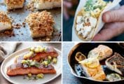Images of four of our 40 most foolproof fish recipes -- baked fish with bread crumbs, grilled fish tacos, blackened salmon, and pan-fried fish.
