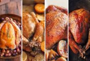 Images of four of our 27 superbly reliable roast chicken recipes -- simple roast chicken, roast chicken with citrus, Ina Garten's roast chicken, and roast chicken with Moroccan spices.