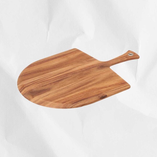A wooden pizza peel, one of the products for everything you need for pizza night at home.