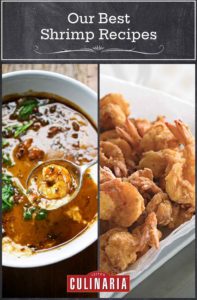Images of 2 of the 32 shrimp recipes -- creole shrimp and bayou fried shrimp