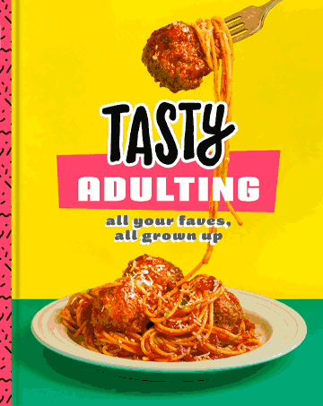 Tasty Adulating Yellow Red and Green Cookbook cover.