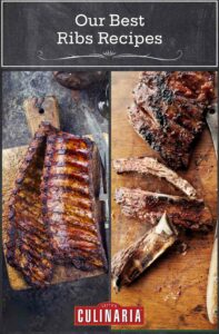 Images of 2 of the ribs recipes -- smoked pork ribs and barbecue beef ribs.