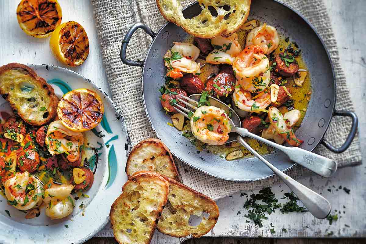 One-Pan Shrimp with Spanish Chorizo and Corn - Serving Dumplings