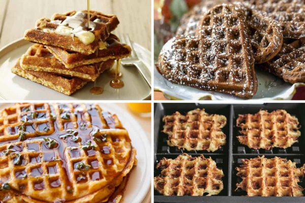 A grid of 4 different waffles.
