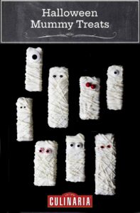 a ghoulish group of Halloween mummy treats