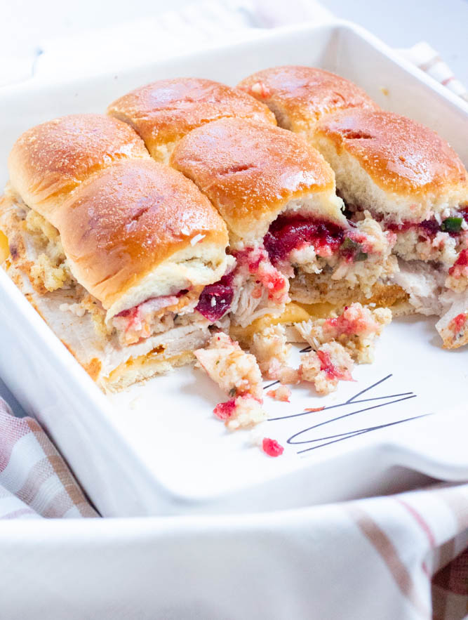 A pan of Thanksgiving Leftover Sliders