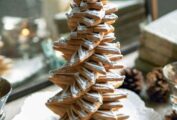 A Christmas tree made of decorated cookies.