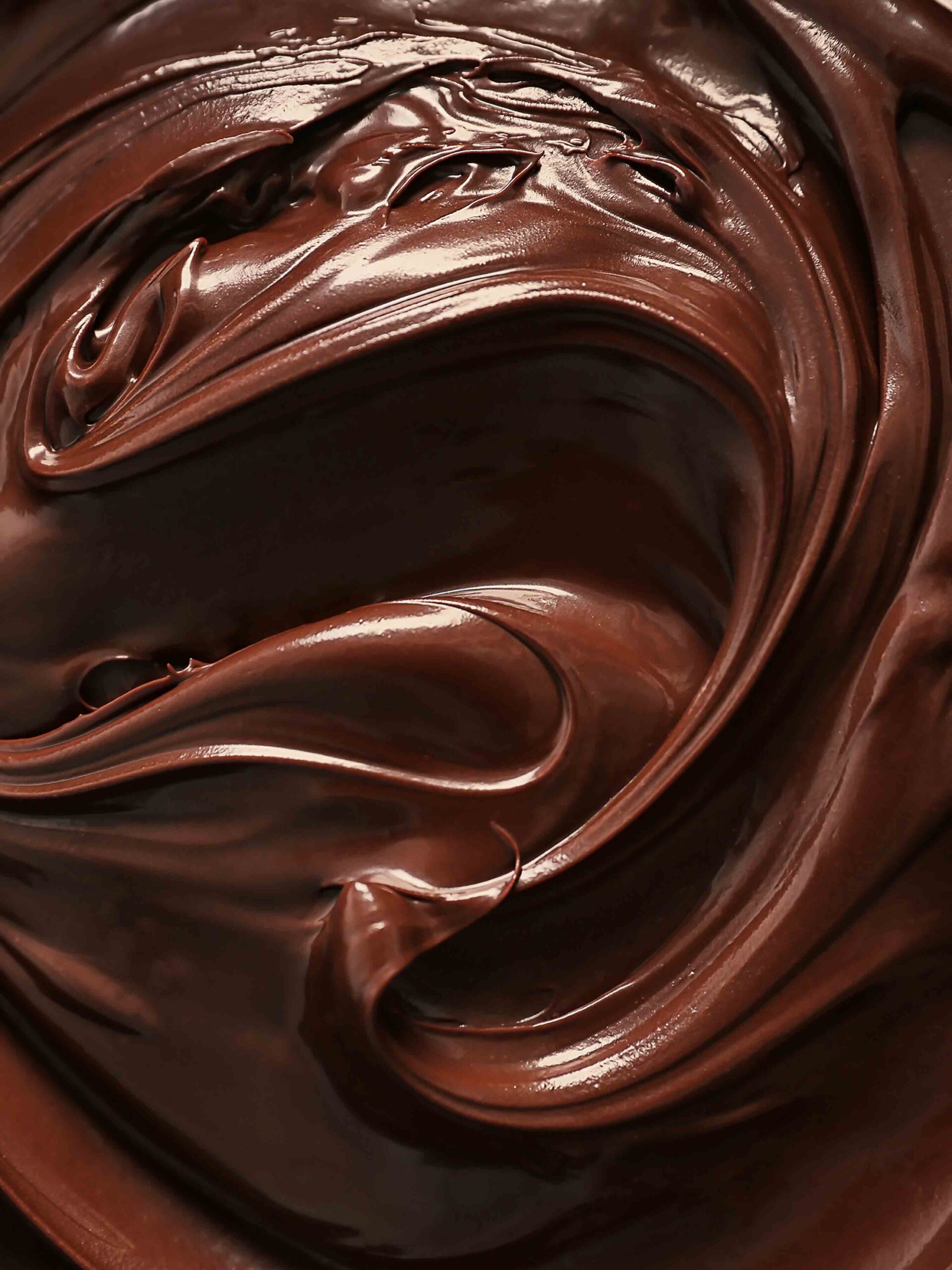 Swirls of melted chocolate