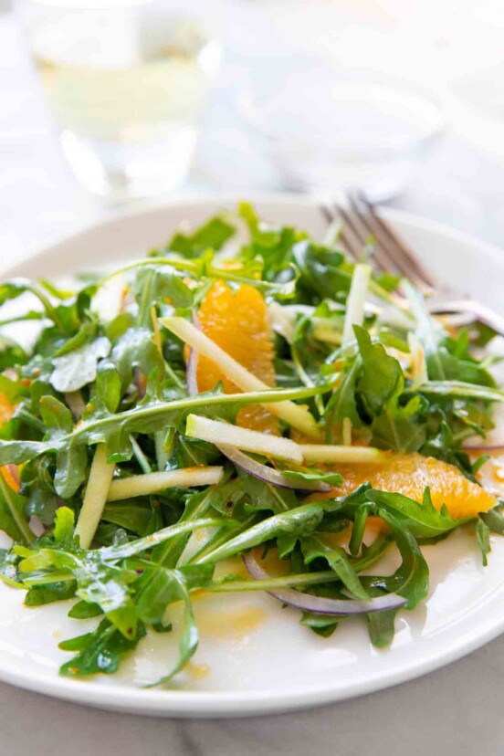 A plate of apple, fennel, and orange salad