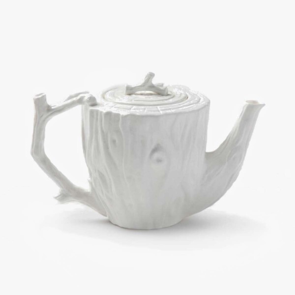 White Faux Bois Porcelain Tea Set just the teapot.