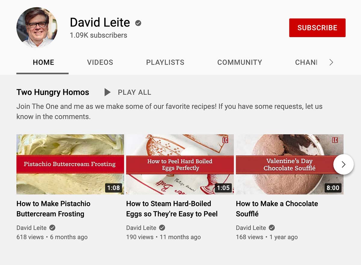 A snapshot of LC's YouTube Page.