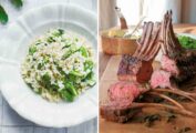 Images of two of our best spring recipes -- asparagus risotto and spring lamb.