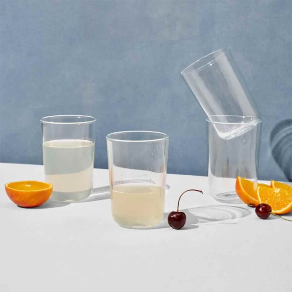 Rigby Home Tall Drinking Glass Set with oranges and cherries.