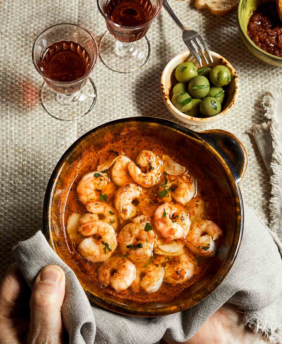 A bowl of shrimp cooked with a Taste of Portugal spice blend.