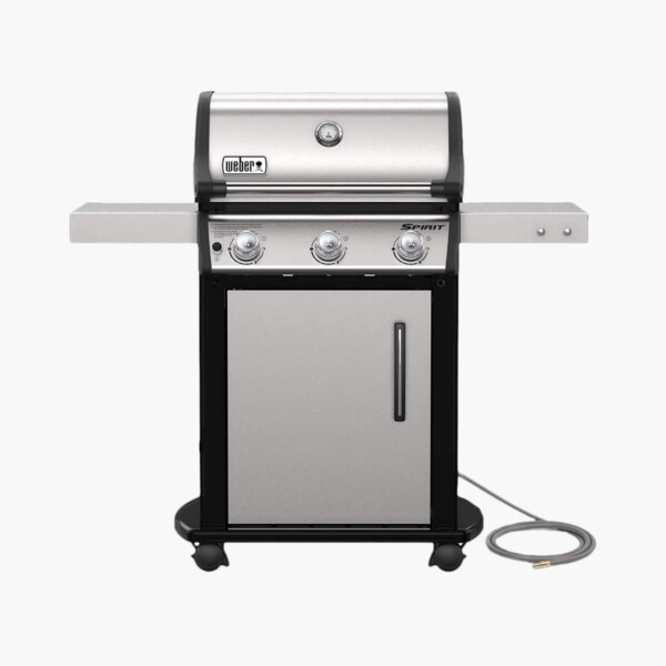 A Weber stainless steel natural gas grill.