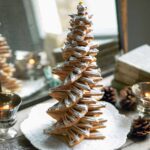 A Christmas tree made of decorated cookies.