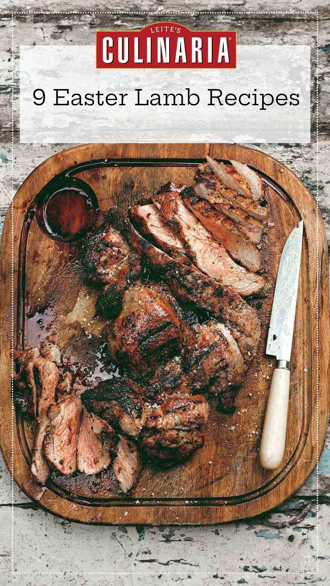 A carved grilled leg of lamb on a wooden cutting board.