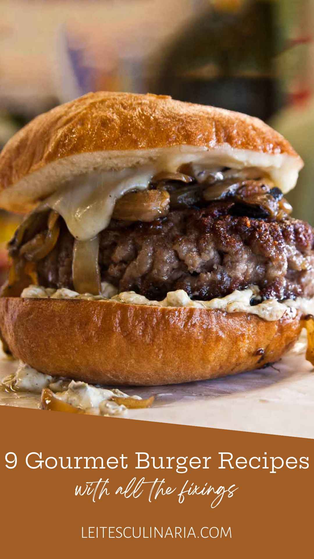 A juicy beef burger topped with cheese and onions.