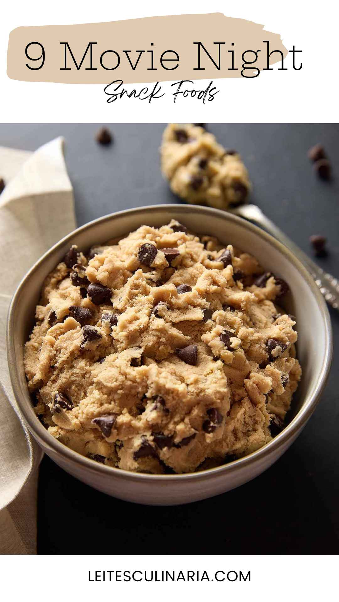 A bowl of chocolate chip cookie dough.