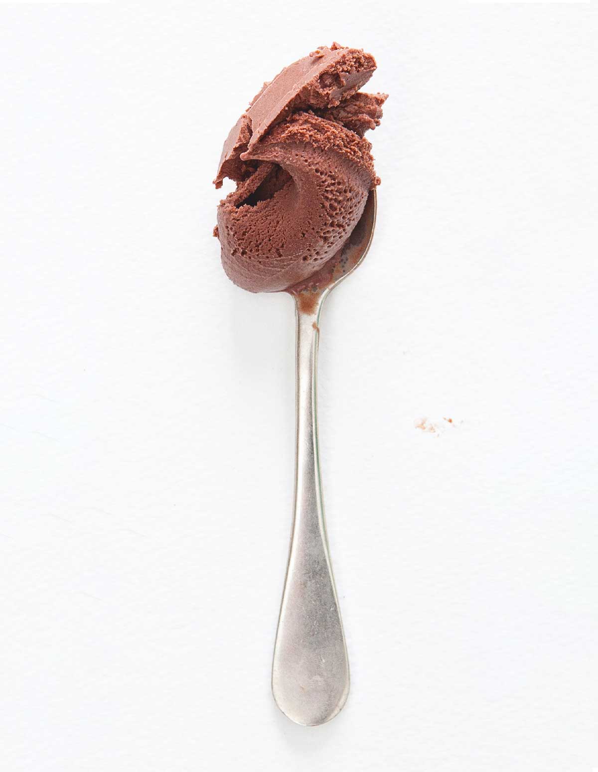 A spoonful of chocolate ice cream.