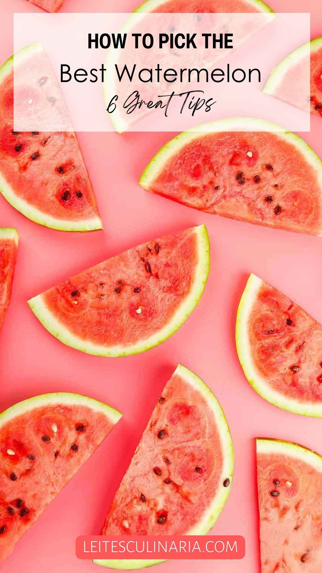 Slices of watermelon on a pink background.