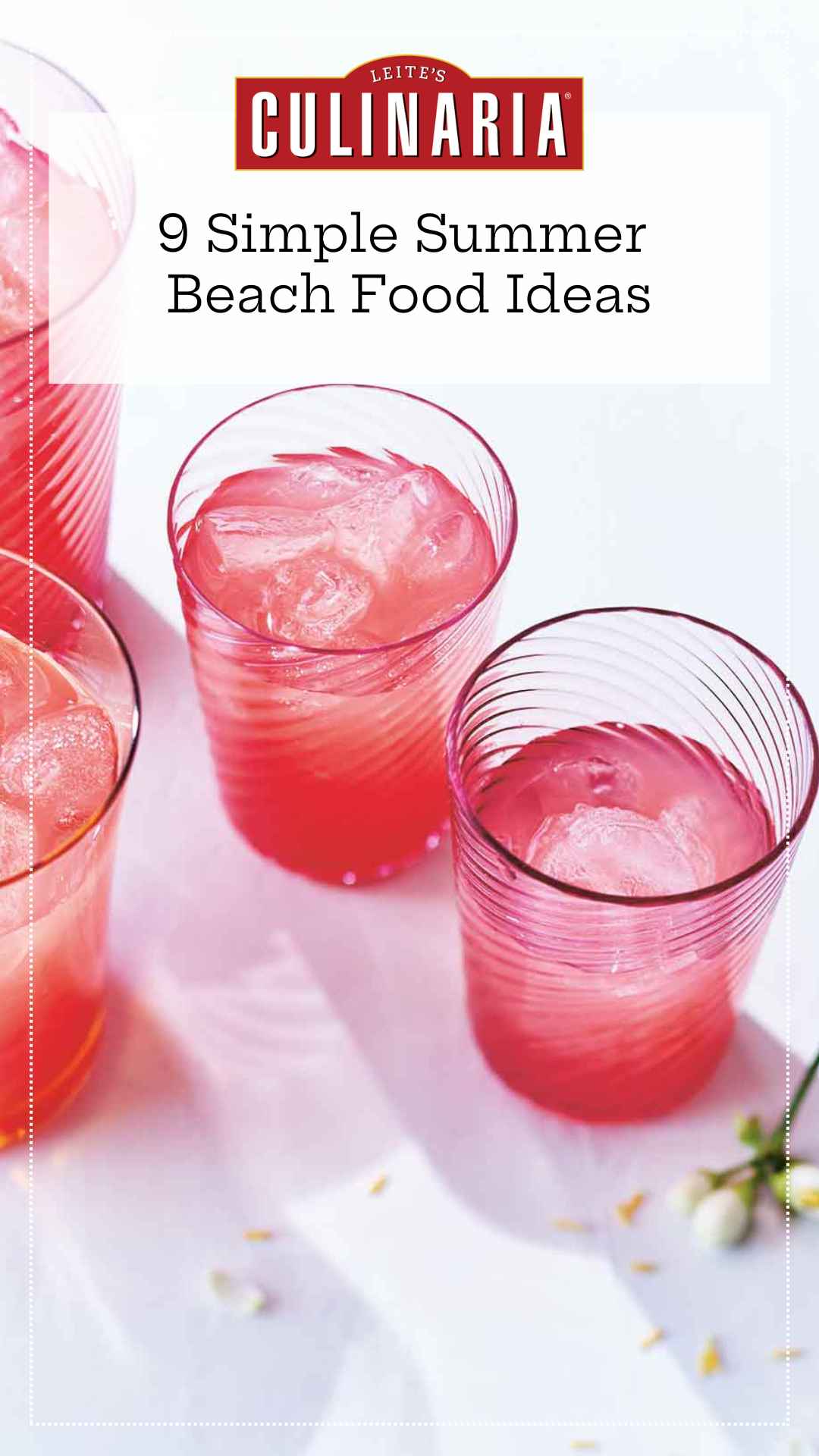 Several glasses of watermelon lemonade with ice cubes floating in them.