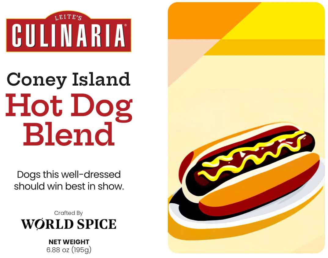 A bag of David Leite's Coney Island hot dog spice blend.