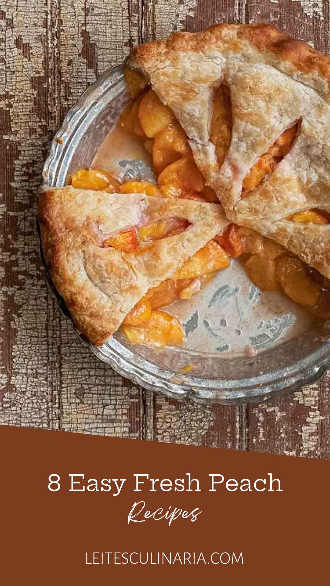 A fresh peach pie with a few slices missing.