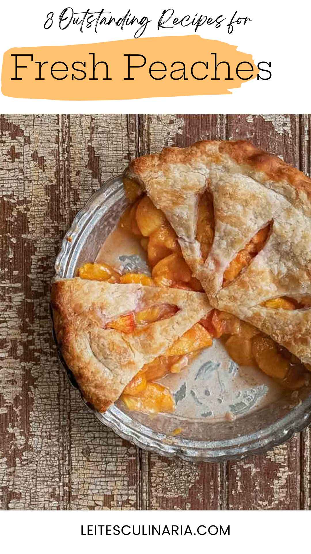 A fresh peach pie with a few slices missing.