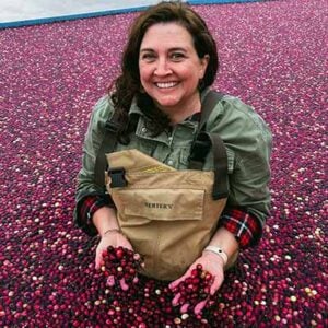 The food blogger Nancy Mock in a cranberry bog.