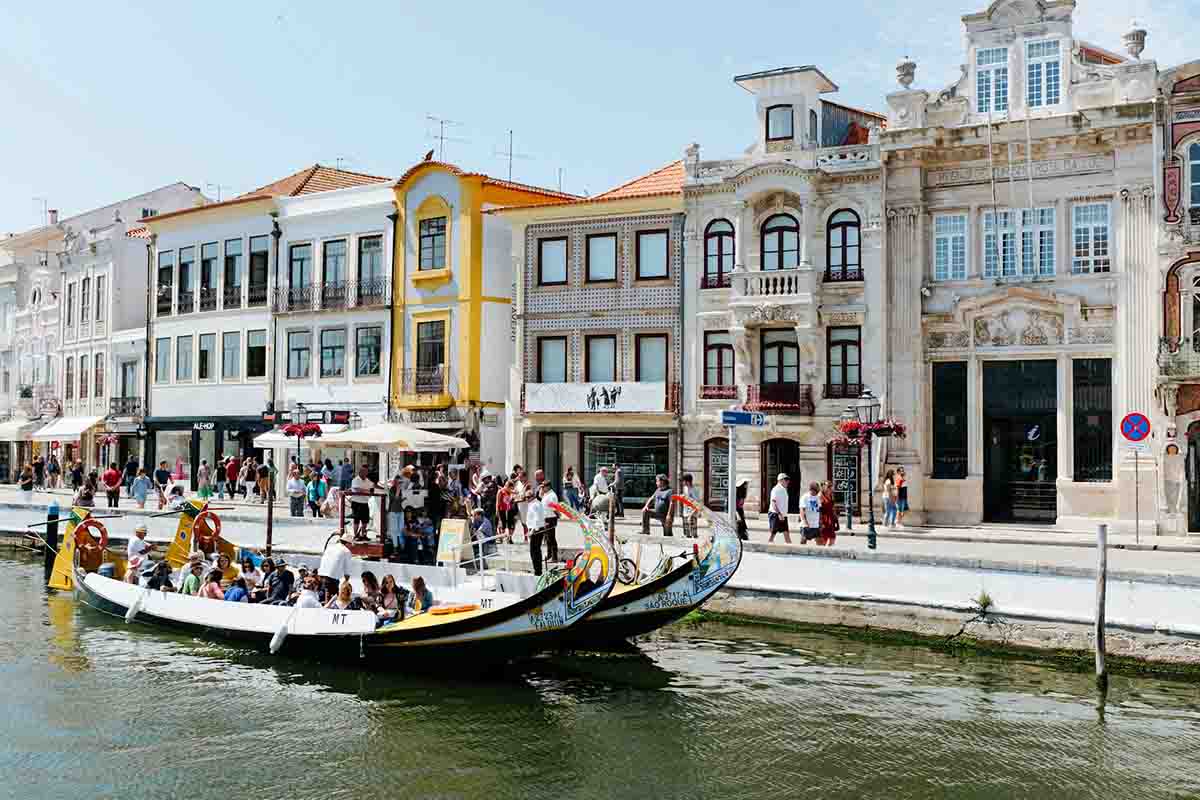 A boat in a canal in Aveiro, considered the Venice or Portugal.
