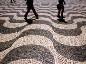 Rossio Square's black and white waves in Lisbon